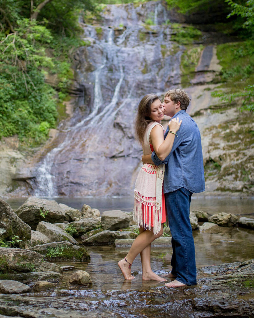 A couple at Elrod Falls in East Tennessee. - Katrina Serene Photography