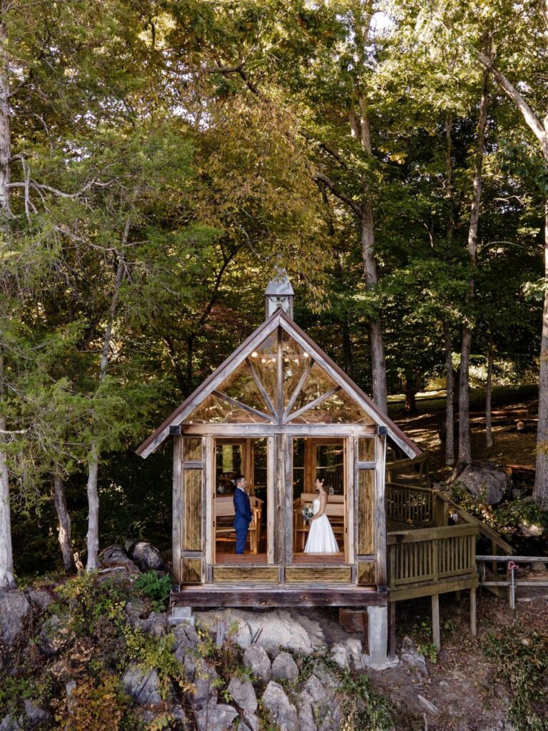 Wedding in Glass Chapel at Nolichuckey Bluffs Cabins - Greeneville, TN