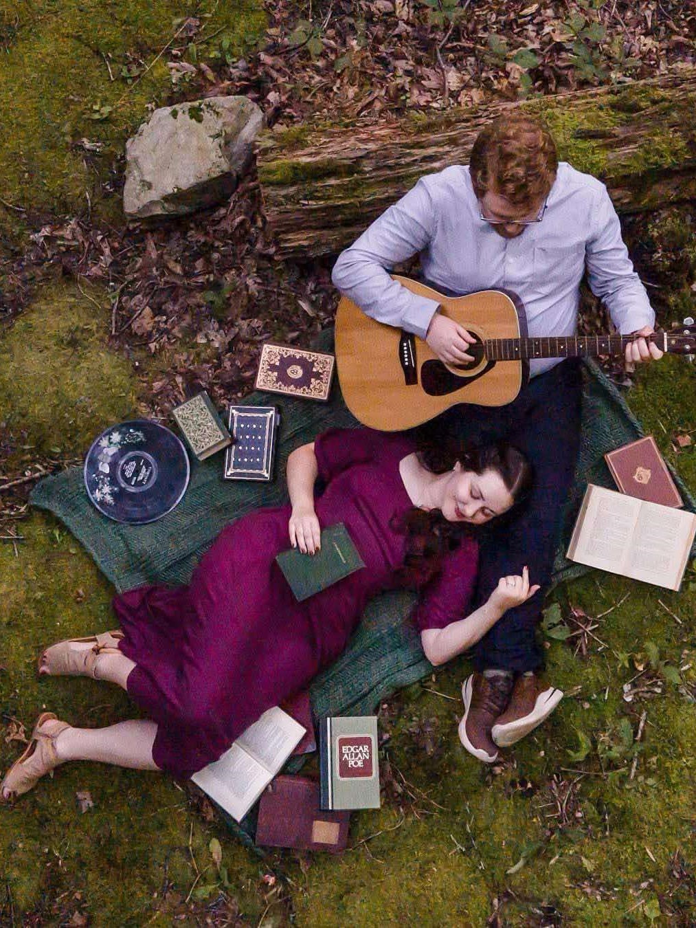 Couple in the grass - Drone Photo - Katrina Serene Photography